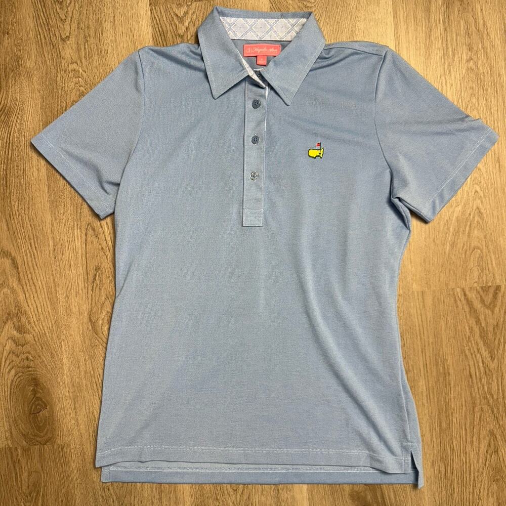 NWOT Magnolia Lane Blue Masters Augusta Women's Polo Shirt Size M Pima Cotton